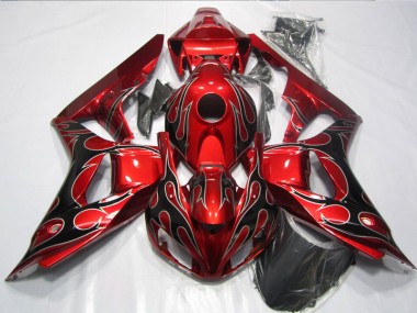 CBR 1000 RR 2006-2007 Verkleidungen - Rote Schwarz Flamme