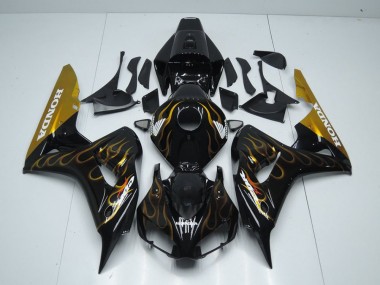 CBR 1000 RR 2006-2007 Verkleidungen - Schwarz Gold Flamme