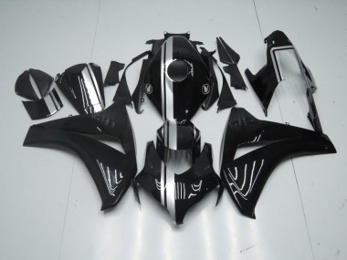 CBR 1000 RR 2008-2011 Verkleidungen - Glänzend Schwarz mit silbernem Streifen