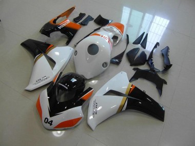 CBR 1000 RR 2008-2011 Verkleidungen - Weiß Und Schwarz Und Orange Rennen