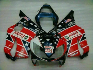 CBR 600 F4i 2001-2003 Verkleidungen - Rot Weiß Blau Castrol Cycle World