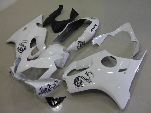 CBR 600 F4i 2004-2007 Verkleidungen - Weiß mit Schwarz Dragon