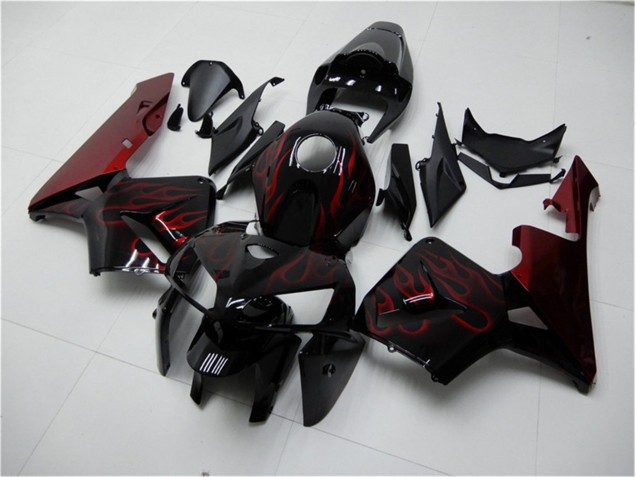 CBR 600 RR 2005-2006 Verkleidungen - Rot Flamme Schwarz