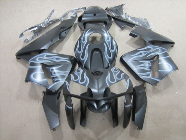 CBR 600 RR 2005-2006 Verkleidungen - Schwarz Silber Flamme
