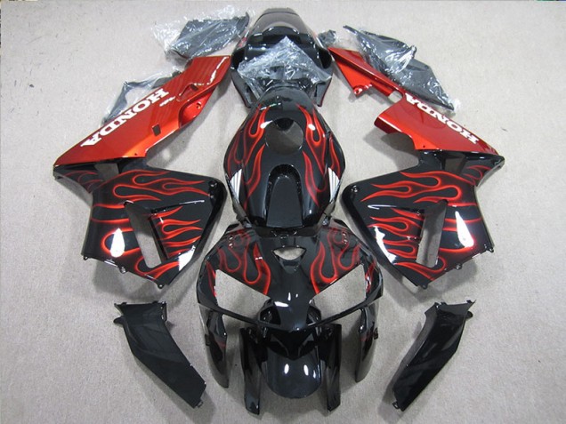 CBR 600 RR 2005-2006 Verkleidungen - Schwarz rote Flamme CBR 600 RR 2005-2006 Verkleidungen - Schwarz rote Flamme