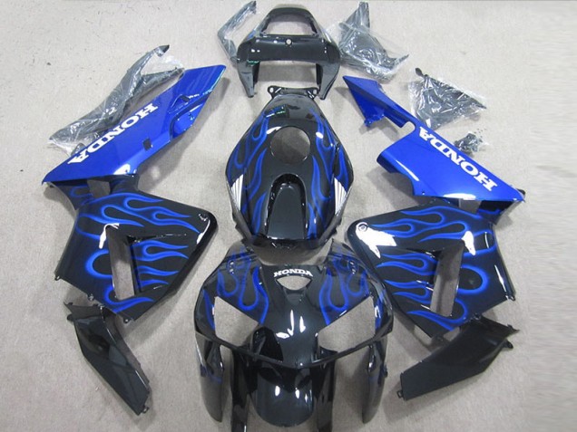 CBR 600 RR 2005-2006 Verkleidungen - Schwarze Blau Flamme