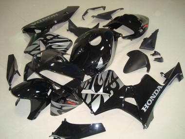 CBR 600 RR 2005-2006 Verkleidungen - Schwarze Weiße Flamme