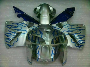 CBR 600 RR 2005-2006 Verkleidungen - Weiß Blau Flamme