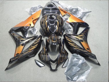 CBR 600 RR 2007-2008 Verkleidungen - Schwarz Orange Flamme