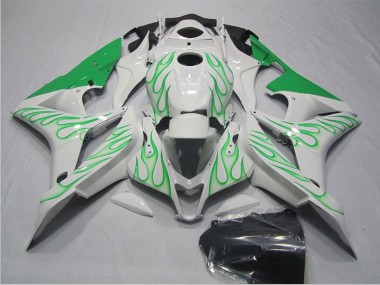CBR 600 RR 2007-2008 Verkleidungen - Weiß Grün Flamme