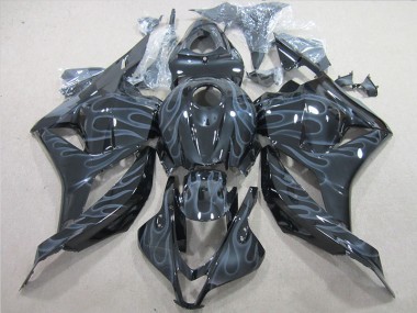 CBR 600 RR 2009-2012 Verkleidung - Schwarz Silber Flamme