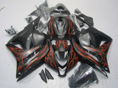 CBR 600 RR 2009-2012 Verkleidung - Schwarz rote Flamme