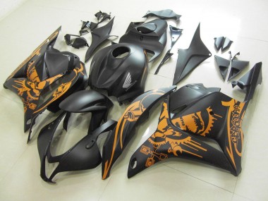 CBR 600 RR 2009-2012 Verkleidungen - Matt Schwarzer Orange Aufkleber