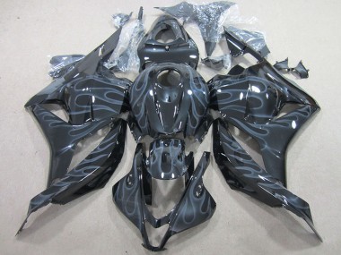CBR 600 RR 2009-2012 Verkleidungen - Schwarz Silber Flamme