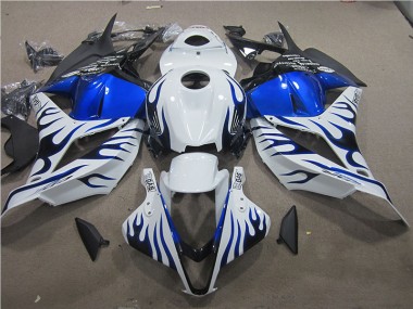 CBR 600 RR 2009-2012 Verkleidungen - Weiß Blau Flamme