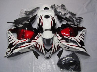 CBR 600 RR 2009-2012 Verkleidungen - Weiß Schwarz Rot Flamme