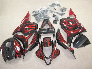 CBR 600 RR 2009-2012 Vollverkleidung - Schwarz rote Flamme