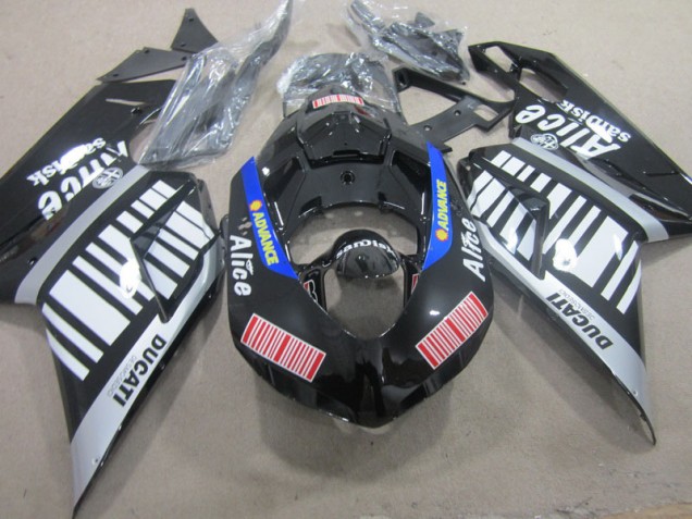 Ducati 1098 2007-2014 Verkleidungen - Schwarz Weiß Advance Alice Ducati 1098 2007-2014 Verkleidungen - Schwarz Weiß Advance Alice
