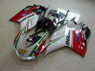 Ducati 1098 2007-2014 Verkleidungen - Weiß Rot 46