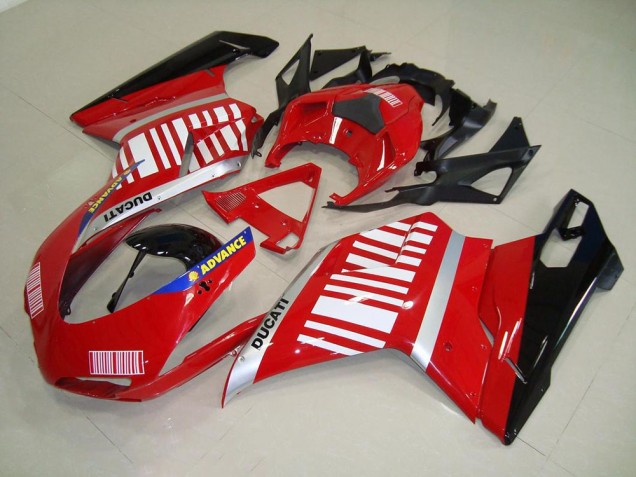 Ducati 848 1098 1198 2007-2014 Verkleidung - Rot Weiß Ducati 848 1098 1198 2007-2014 Verkleidung - Rot Weiß
