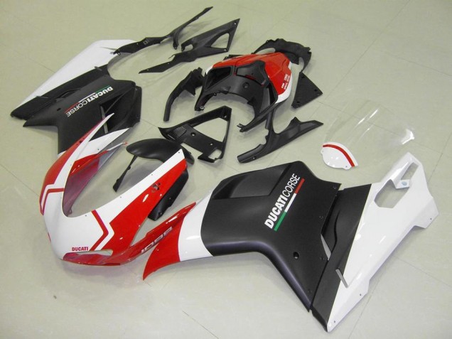 Ducati 848 1098 1198 2007-2014 Verkleidungen - Matt Schwarz Weiß Rot Ducati 848 1098 1198 2007-2014 Verkleidungen - Matt Schwarz Weiß Rot