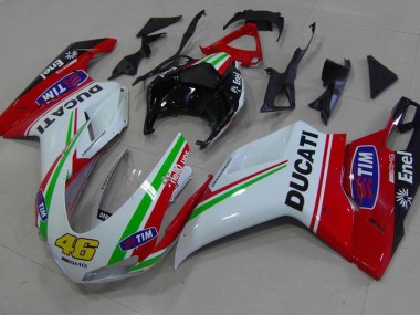 Ducati 848 1098 1198 2007-2014 Verkleidungen - Rot Weiß Gelb 46