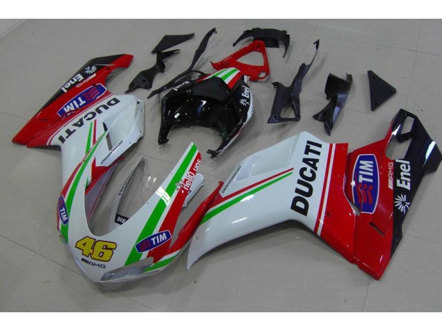 Ducati 848 1098 1198 2007-2014 Verkleidungen - Rot Weiß Gelb 46