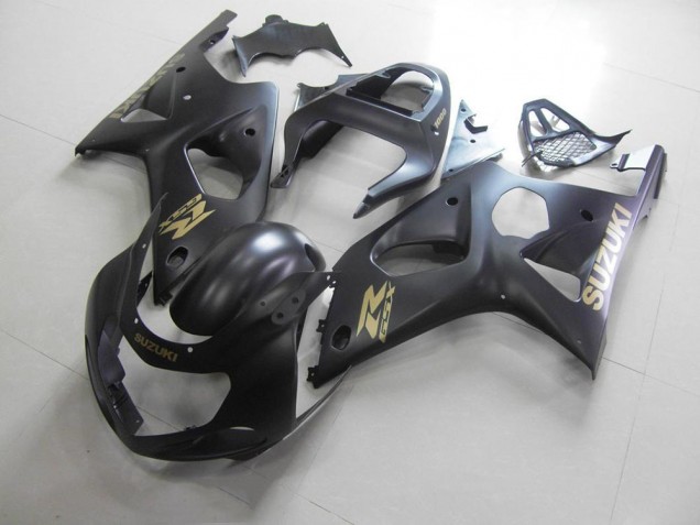 GSXR 1000 K1 2000-2002 Verkleidungen - Ganz Matt Schwarz mit goldenem Aufkleber GSXR 1000 K1 2000-2002 Verkleidungen - Ganz Matt Schwarz mit goldenem Aufkleber