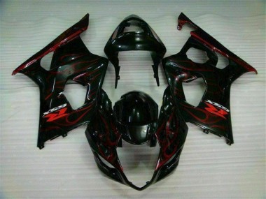 GSXR 1000 K3 2003-2004 Verkleidungen - Rot Flamme