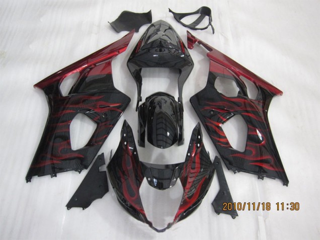 GSXR 1000 K3 2003-2004 Verkleidungen - Schwarz rote Flamme GSXR 1000 K3 2003-2004 Verkleidungen - Schwarz rote Flamme