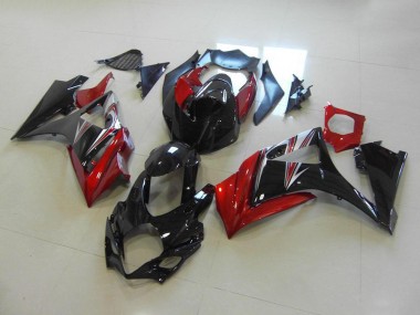 GSXR 1000 K7 2007-2008 Verkleidungen - Rot Schwarz Kein Aufkleber