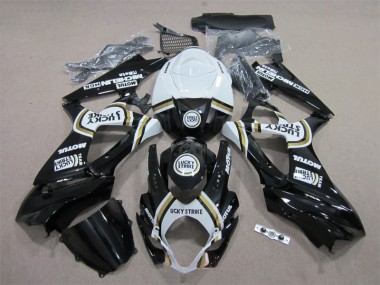 GSXR 1000 K7 2007-2008 Verkleidungen - Schwarz Lucky Strike Weiß Motul