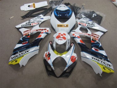 GSXR 1000 K7 2007-2008 Verkleidungen - Weiß Blau Dunkel Hund