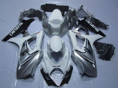 GSXR 1000 K7 2007-2008 Verkleidungen - Weiß Silber Schwarz