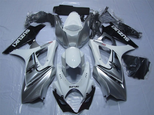 GSXR 1000 K7 2007-2008 Verkleidungen - Weiß Silber Schwarz GSXR 1000 K7 2007-2008 Verkleidungen - Weiß Silber Schwarz
