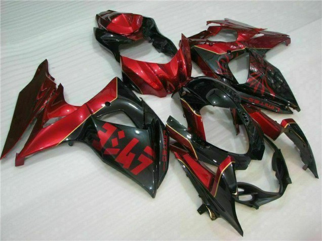 GSXR 1000 K9 2009-2016 Verkleidungen - Rot Flamme Schwarz GSXR 1000 K9 2009-2016 Verkleidungen - Rot Flamme Schwarz