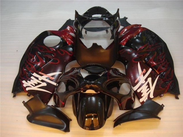 GSXR 1300 Hayabusa 1996-2007 Verkleidung - Schwarz rote Flamme GSXR 1300 Hayabusa 1996-2007 Verkleidung - Schwarz rote Flamme