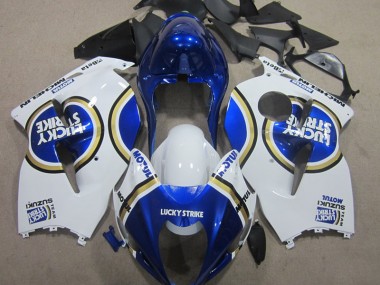 GSXR 1300 Hayabusa 1996-2007 Verkleidungen - Weiß Lucky Strike Blau Motul