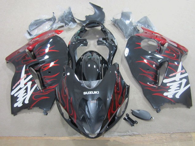 GSXR 1300 Hayabusa 1996-2007 Vollverkleidung - Schwarz rote Flamme GSXR 1300 Hayabusa 1996-2007 Vollverkleidung - Schwarz rote Flamme