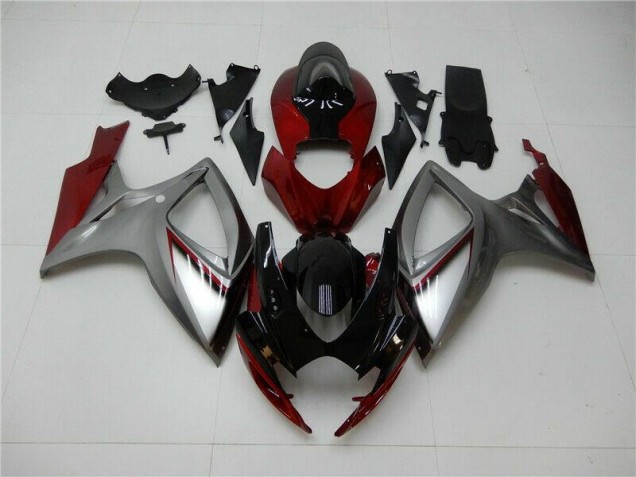 GSXR 600 / 750 K6 2006-2007 Verkleidungen - Rot Silber GSXR 600 / 750 K6 2006-2007 Verkleidungen - Rot Silber