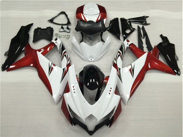 GSXR 600 / 750 K8 2008-2010 Verkleidungen - Weiß Rot Schwarz GSXR 600 / 750 K8 2008-2010 Verkleidungen - Weiß Rot Schwarz