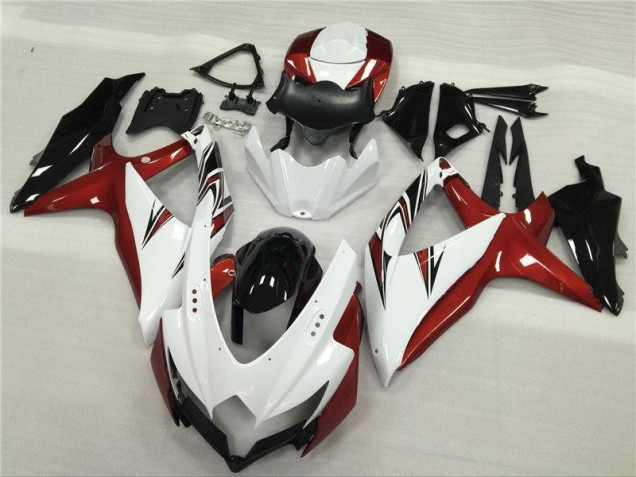 GSXR 600 / 750 K8 2008-2010 Verkleidungen - Weiß Rot Schwarz GSXR 600 / 750 K8 2008-2010 Verkleidungen - Weiß Rot Schwarz