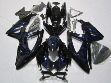 GSXR 600 K8 2008-2010 Verkleidungen - Schwarze Blau Flamme