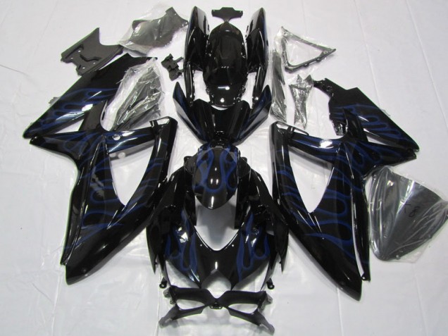 GSXR 600 K8 2008-2010 Verkleidungen - Schwarze Blau Flamme GSXR 600 K8 2008-2010 Verkleidungen - Schwarze Blau Flamme