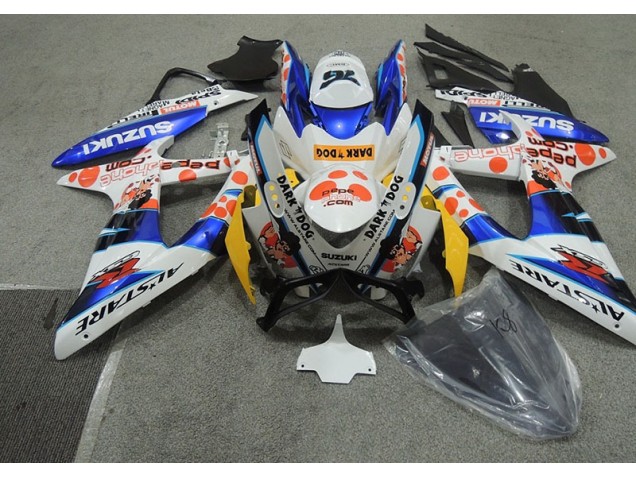 GSXR 600 K8 2008-2010 Verkleidungen - Weiß Blau Dunkel Hund GSXR 600 K8 2008-2010 Verkleidungen - Weiß Blau Dunkel Hund