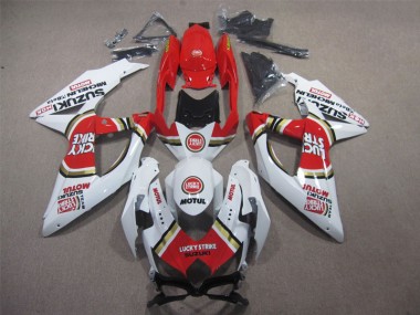 GSXR 600 K8 2008-2010 Verkleidungen - Weiß Lucky Strike Rot Motul