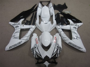 GSXR 600 K8 2008-2010 Verkleidungen - Weiß Schwarz Corona Extra Motul