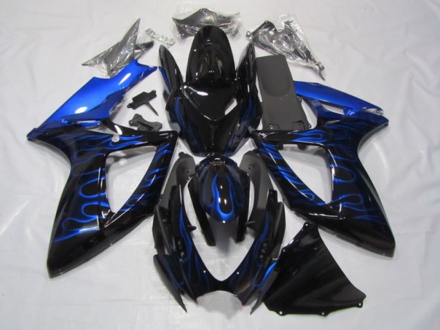 GSXR 750 K6 2006-2007 Verkleidungen - Schwarze Blau Flamme GSXR 750 K6 2006-2007 Verkleidungen - Schwarze Blau Flamme