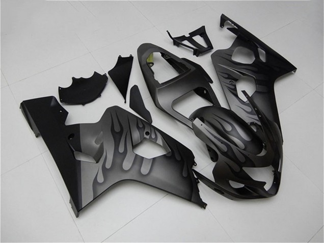 Rabatt Suzuki GSXR 600/750 Motorrad Verkleidung 2004-2005 - Grau Schwarz Flamme