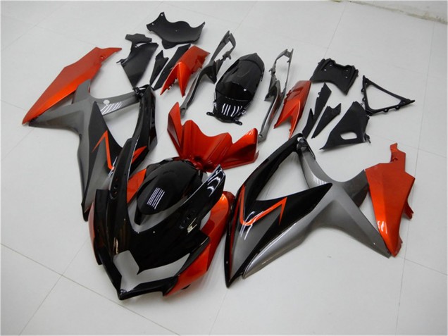 Rabatt Suzuki GSXR 600/750 Motorrad Verkleidung 2008-2010 - Orange Grau Glanzendes Schwarz